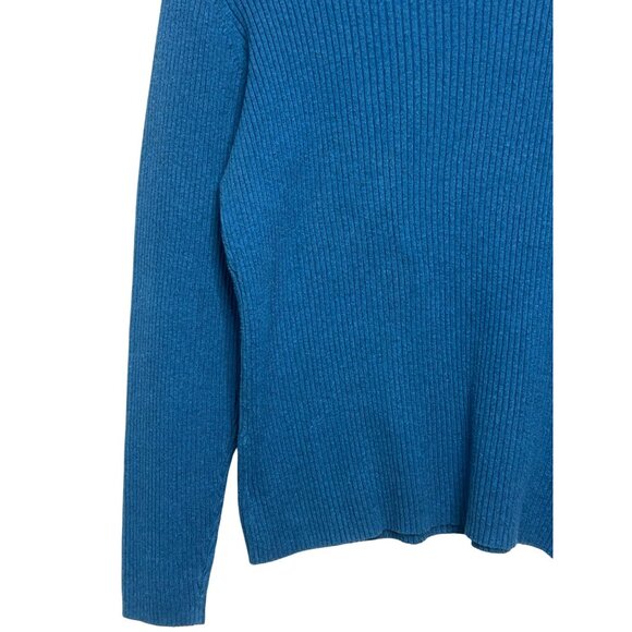 St. Johns Bay Women Classic Blue Ribbed Turtleneck Sweater X-Large Cotton Blend - Picture 4 of 16